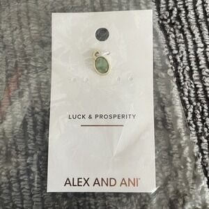 ALEX AND ANI Green Gold Aventurine Hoop Earring Necklace Charm Luck Prosperity